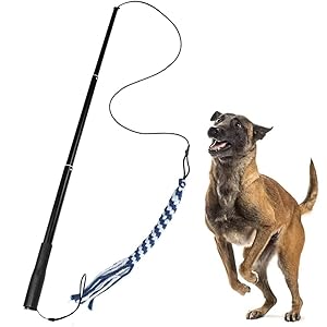 GOOSEEN Flirt Pole for Dogs Interactive Dog Toys for Large Medium Small Dogs Chase and Tug Extendable Flirt Pole with 1pcs Cotton Lure Rope Toy for Dog Outdoor Entertainment, Train and Exercise
