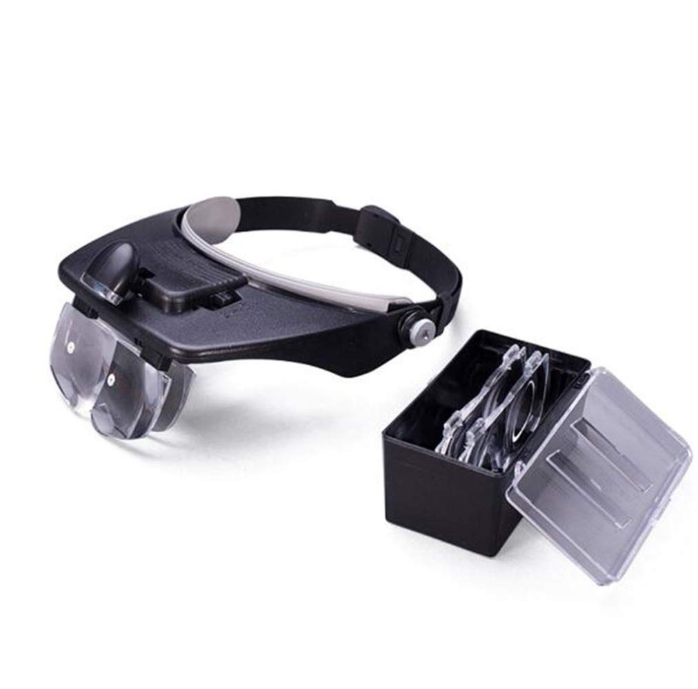asdchZen Magnifier,Hands Headband Magnifier With Light-Head Mounted Magnifying Glasses With Light For Reading,Jewelry Loupe,Watch,Electronic Repair 1.2X,1.8X,2.5X,3.5X