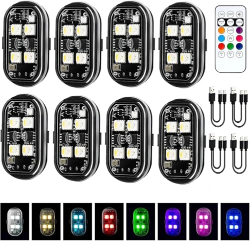 KEWAYO 8�Z�b�g���C�����X LED�X�g���{���C�g �h���[�� �X�g���{���C�g8�F�؂�ւ� LED�Փ˖h�~ �x���� ���p�r ���P�x ���M���� �g���b�N ��p�� ���]�� �o�C�N �g���[���[ �h���[�� �ėp USB�[�d�� �i�����R���t���j