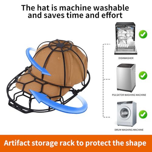miaomiao Cap Waschmaschinen Form, Cap Washer, Basecap Waschgestell Hat Waschen, Kappe Waschschutz Halter für Erwachsene und Kinder (Schwarz)