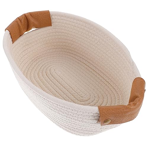 Happyyami Woven Rope Storage Basket for Organizing Design with Handles for Bathroom Bedroom Living Room and Storage Small Decor