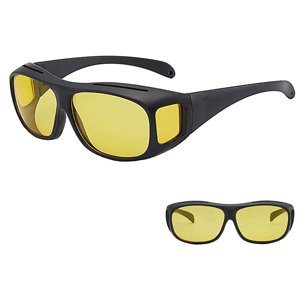 [MABJI] サングラス 暗視メガネ 偏光サングラス 偏光レンズ uvカット 防眩効果 紫外線カット uv400 ゴーグル スポーツ サングラス 運転用サングラス テニス 野球 自転車 夜釣り ランニング ゴルフ 運転 男女 兼用 (イエロー 1本)
