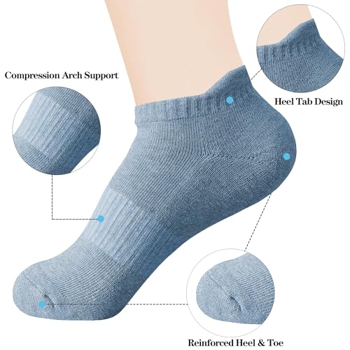 Image of Ankle Socks for Women and Men Heel Tab Athletic Socks Running Athletic Low Cut Tab Socks Sports No Show Sock 6 Pairs