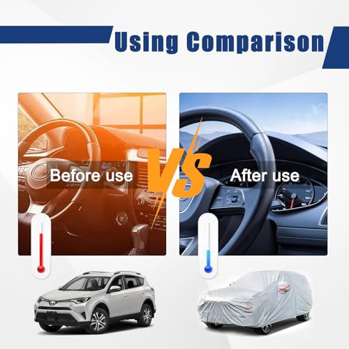 Kayme 6 Layers SUV Car Cover Custom Fit for Toyota RAV4 (2006-2025), Waterproof All Weather for Automobiles,Rain Sun UV Protection.Silver - Image 5