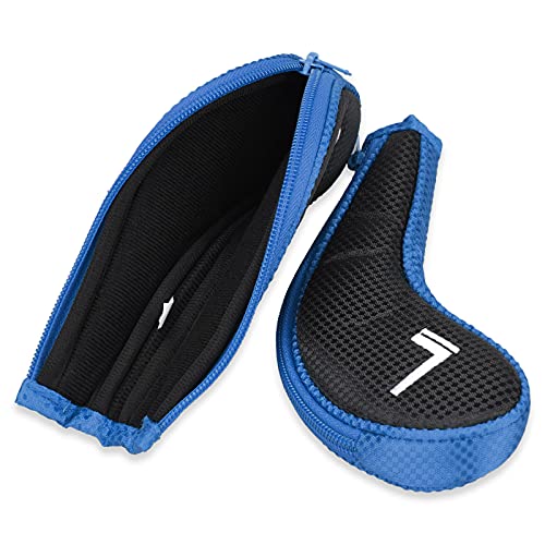 11pcs/Set Meshy Golf Club Iron Head Covers Headcover with No. on Both Sides Suitable for Right and Left Handed Golfer Zipper Closure (Black & Blue)
