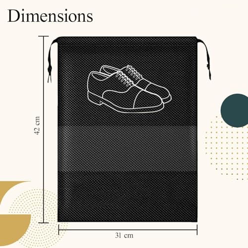 Image of Shoe Bag Pouch Cover for Travel Gym Storage Organizer Accessories Non-Woven for Men & Women Multipurpose Travelling Essentials (Pack of 6)
