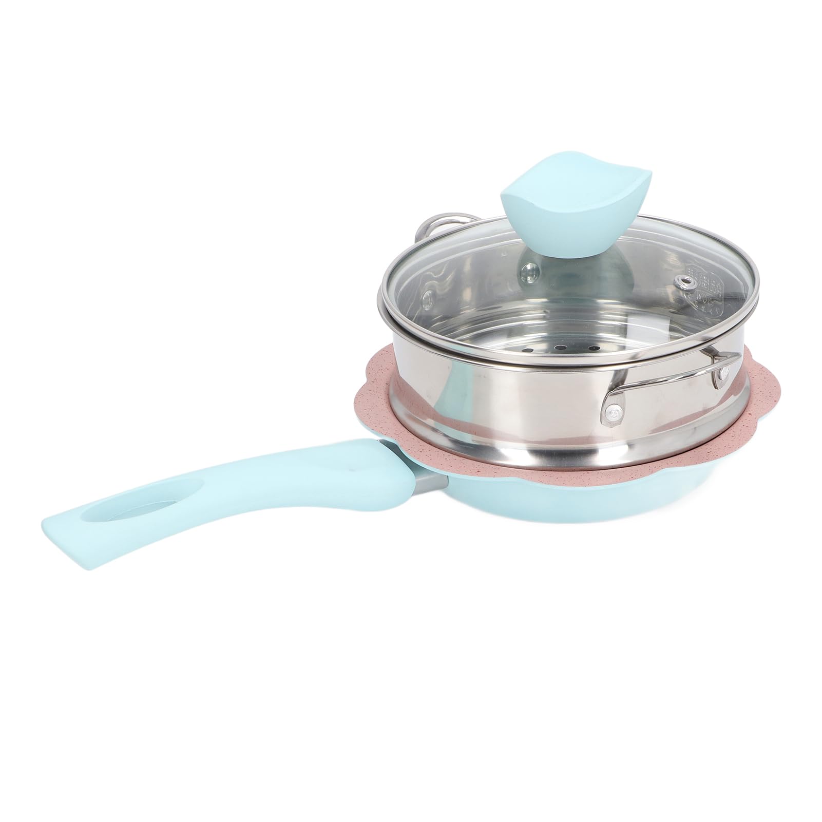 RIZGHWOY Piccola Casseruola Antiaderente con Cestello per Cottura a Vapore per Alimenti per Bambini, Distribuzione Uniforme del Calore - Lega di Alluminio [1 Set X Casseruola] (Stile 2)