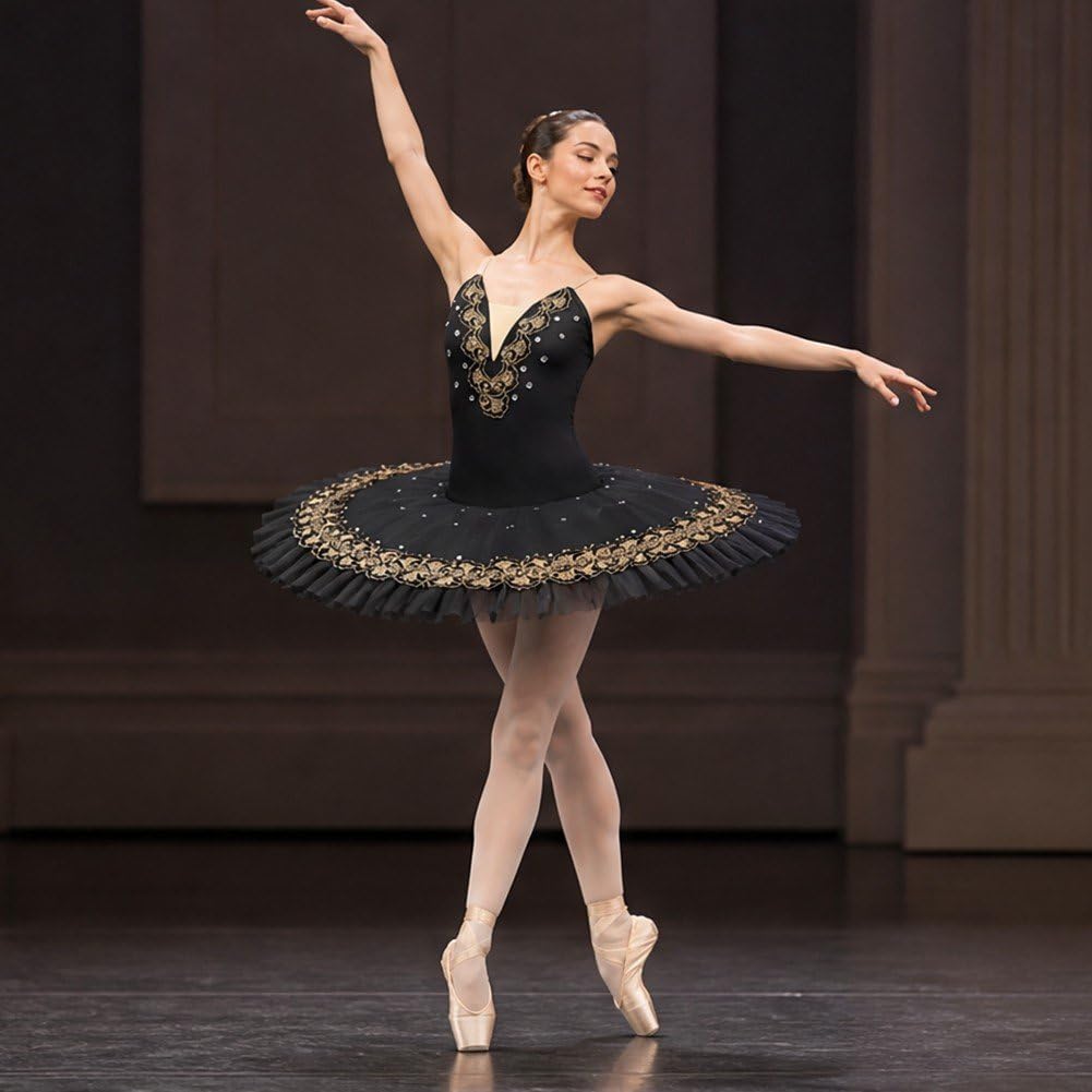 Costumi Ballo Professionali del Lago dei Cigni, Body Balletto con Ricami di Paillettes, Abbigliamento Ballo, Abito tutù a Pancake
