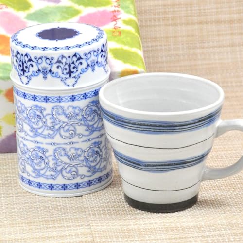 プレゼント コーヒー と 有田焼 粉引ボーダーマグカップ(青) ギフトセット
