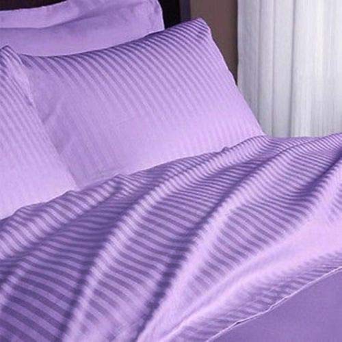 LUXURIOUS BEDDING 800-Thread-Count Egyptian Cotton Wrinkle Resistant 25" Deep Pocket 4 PC Sheet Set (1 Fitted + 1 Flat + 2 Pillow Cases) Single Size Lilac Striped
