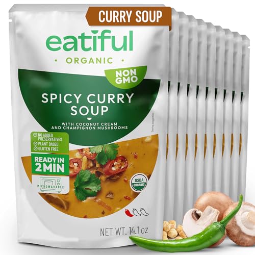 Image of EATIFUL Curry Soup, Made With Organic Vegetables, Thai Ready To Eat Vegan Curry Soup, No Added Preservatives, Gluten Free, NON GMO, 14.1 Ounce (Pack of 10)