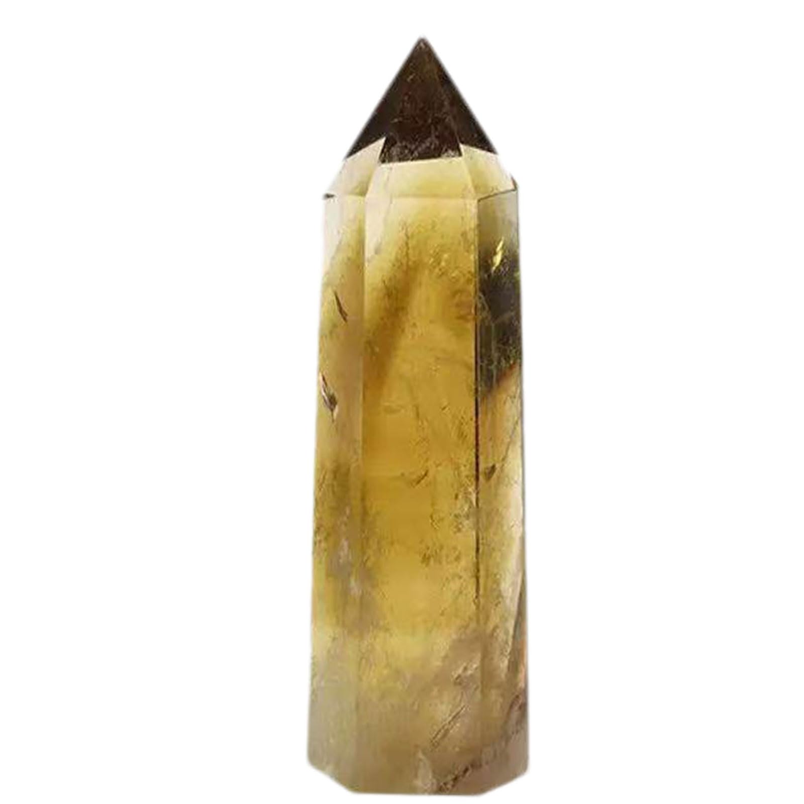 Figurina di Pietre curative della Torre di Cristallo citrino Naturale 1PC,9~10cm | Bacchetta di cristallo Reiki a prisma a punta singola e 6 facce, per meditazione, chakra e arredamento