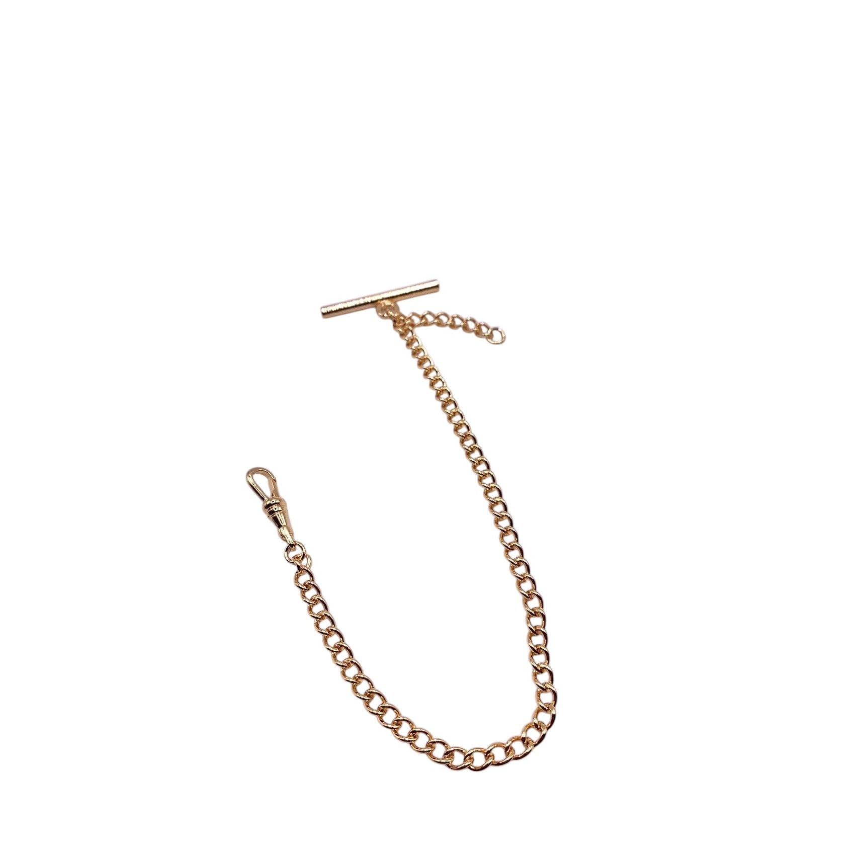 Pocket Watch Single Albert Chain Gold Plated Watch Not Included- Watch Replacement Parts - Watch Making Parts