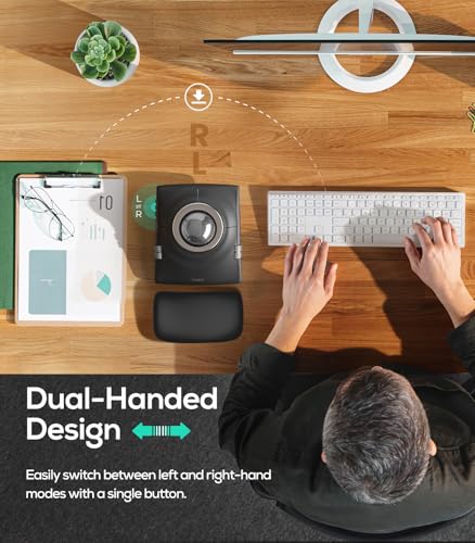 Image of Nulea Wireless Trackball Mouse, Ergonomic 55mm Trackball, Adjustable DPI for Precise Control, Left or Right Hand Compatible, Rechargeable, Multi-Device Bluetooth & 2.4GHz (Silver)
