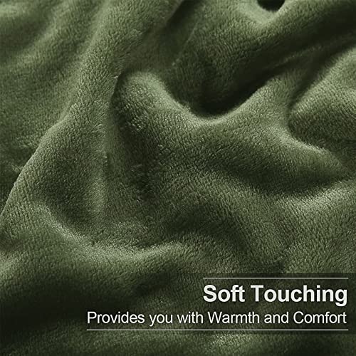 Image of EASELAND Soft King Size Blanket All Season Warm Microplush Lightweight Thermal Fleece Blankets for Couch Bed Sofa,90x108 Inches,Olive Green