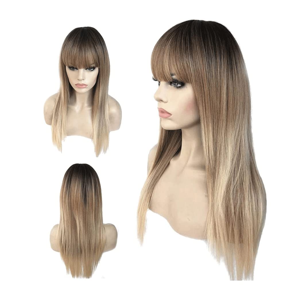 LIOONS Parrucca realistica Parrucche Vintage Classiche Parrucche Lunghe da Donna Lisci Capelli Lisci Naturali Come la Seta Parrucche Sintetiche Resistenti al Calore 24 "/ 60 cm Eleganza Naturale