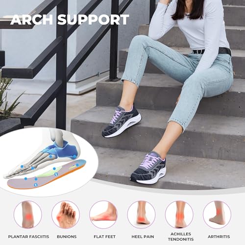 Image of SURRAY Women's Wide Width Walking Shoes - Plantar Fasciitis Arch Support Orthotic Sneakers, Comfortable Tennis Shoes for Casual Gym Workout US Size 6-11