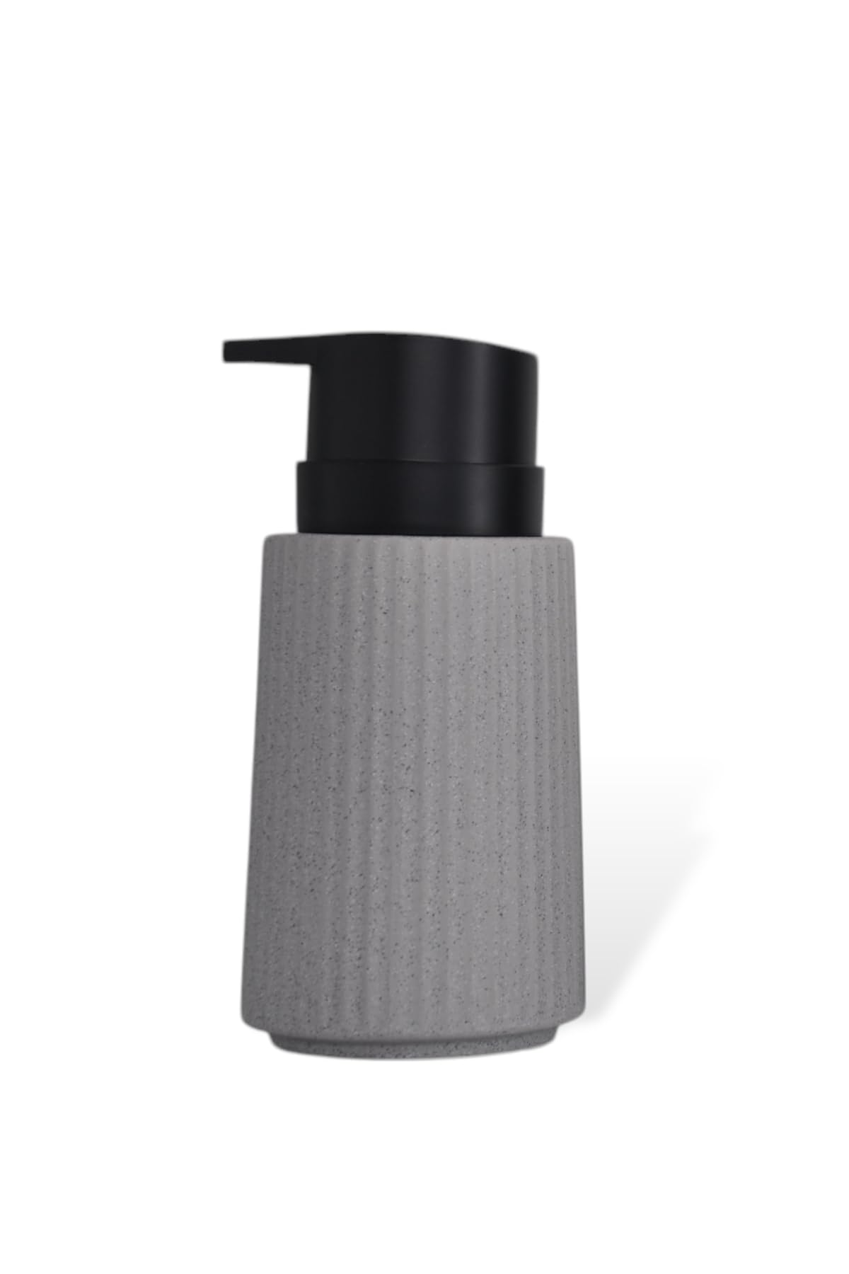 New Max Premium Serisi 300 ML Sıvı Sabunluk Pompalı Çizgili Seramik Sıvı Sabunluk Dispencer Gri