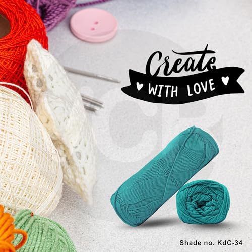 Image of VCR 4Ply Seabreeze Yarn, 100 Grams Hank, 320 Meters Length, Cotton Combed Ball for Crochet and Knitting, Soft Crosia Threads, Pack of 1 Yarn, Suitable for DIY Crafts
