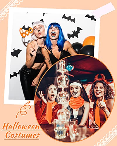 Jecery 2Pcs Orange Large Square Scarf Halloween Costume Head Scarf Neck Scarf Skinny Scarf Headscarf For Men Women thumb #3