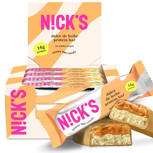NICKS Keto Protein Bar Dulce de Leche 14 g Protein 186 Calories Low Carb Chocolate Caramel and Cookie Flavored Snacks No Added Sugar Gluten Free (12 x 50 g)