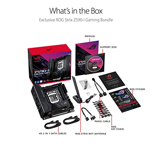 Placa mãe ROG Strix Z590-I Gaming WiFi 6E LGA 1200 (Intel® 11th/10th Gen) mini-ITX para jogos (PCIe 4.0, 8+2 estágios de energia, Thunderbolt 4 Onboard, LAN 2,5 Gb, USB 3.2 Gen 2 painel glide