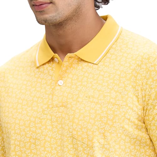 Image of Colorplus Men's Classic Fit Print Pattern Pure Cotton Half Sleeve Polo Neck Casual T-Shirt