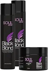 Kit Matizador Blond Black Loiro Soul Care Profissional | Shampoo, Condicionador e Máscara Desamareladora