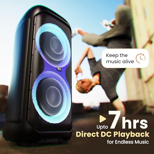 Image of GOBOULT Partybox X200 with Dynamic RGB LED Panel, 160Watt, Upto 7 Hrs Playtime, Bluetooth Speaker, Karaoke Mic Input, Portable Speaker, Pro Control Panel, USB, TF Card, AUX Compatible