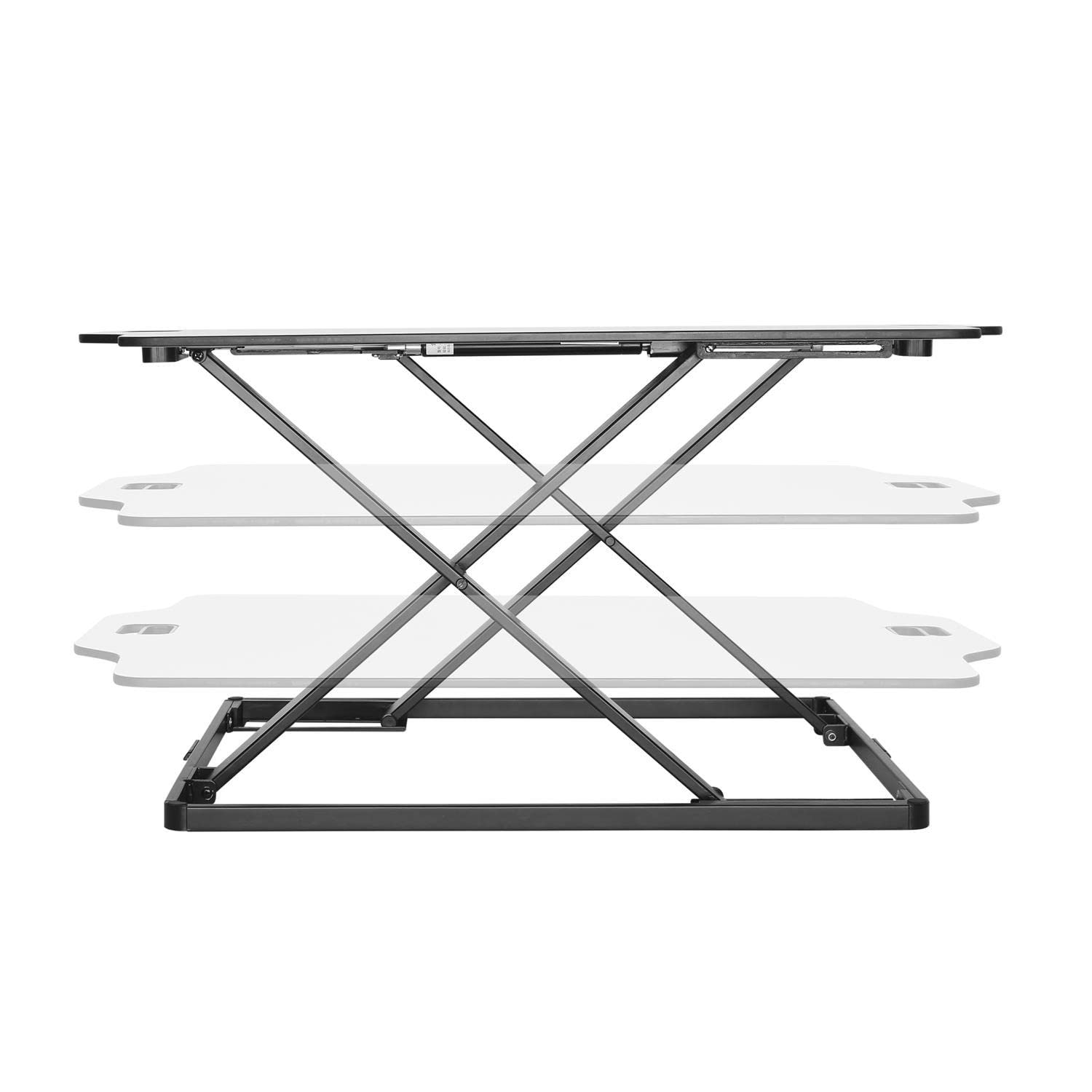 ER-420 Sitz-Steh-Schreibtisch Höhenverstellbarer Schreibtischaufsatz mit Gasfeder Schreibtisch Konverter für Monitor Laptop bis max. 10kg (Weiß)