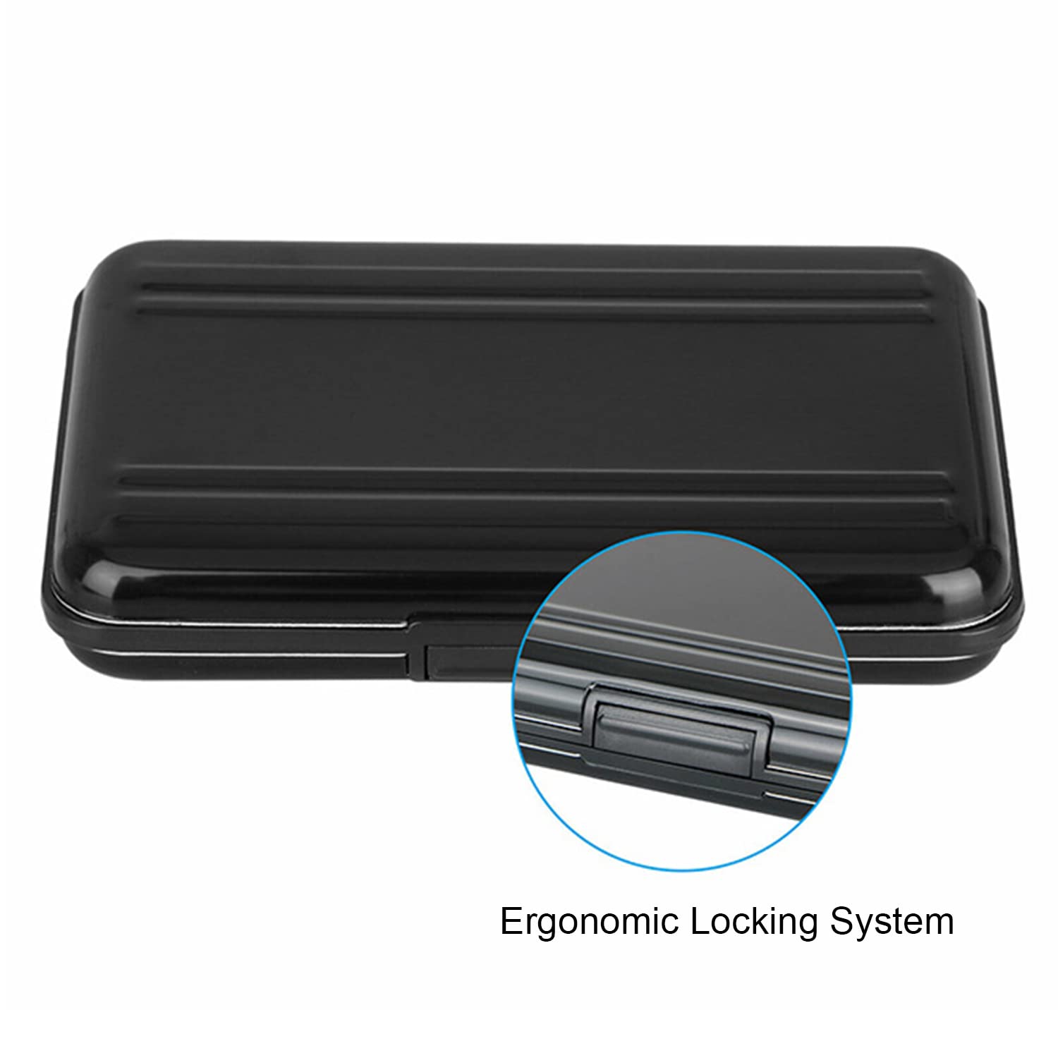 16 Scomparti Custodia per Schede di Memoria, 8 Schede SD e 8 Micro SD, per SDXC, SDHC, SD, Resistente all'Acqua, Antiurto (Nero)