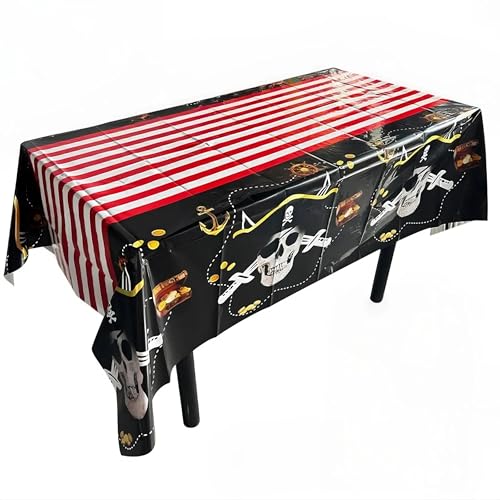 Laveant 3 Pack Halloween Tablecloth 54x108 Inch, Lightweight Plastic Table Cover Waterproof Black with Pumpkin & Ghost Print for Party, Camping, Indoor Outdoor Decor (Skeleton) by Laveant - Used condition - Image 7