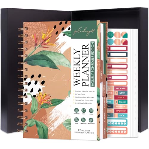 Image of PLANBERRY Hourly Schedule Planner Premium - Undated Weekly Organizer with Time Slots & Monthly Budget - Time Management, Goal Setting, To-Do List & Habit Tracker -6.9″x8.5″(African Terracotta)