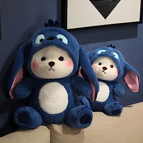 Image of Bilibang Cartoon Plush Cross-Dressing Teddy Bear Plush Toy, Cute Teddy Bear with Removable Stitchhat (Blue StitchBear, 26 inch / 3.4 lb)
