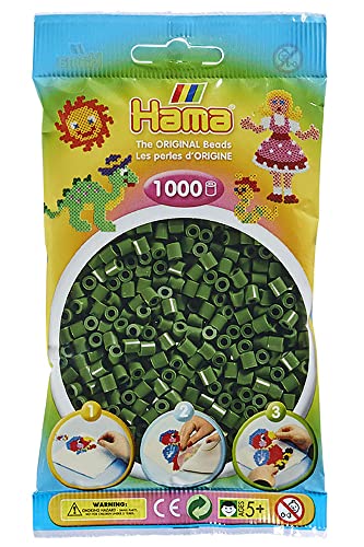 Hama - Bolsa de perlas - Aprox. 1.000 perlas de fusible midi | Decoración de mosaico para niños a partir de 5 años | Bosque verde