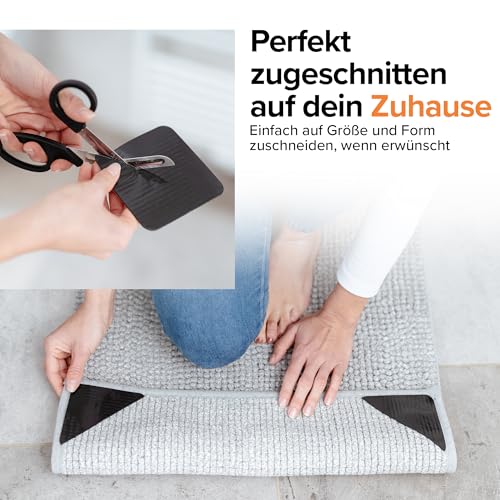 GripFix® Teppich Antirutschunterlage – STARKER Halt OHNE RÜCKSTÄNDE – MEHR Sicherheit IM Alltag – Waschbare & Wiederverwendbare Pads (4 Set, Schwarz)