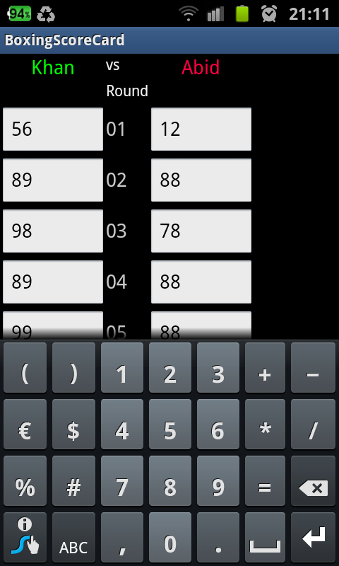 Boxing Score Card - App on Amazon Appstore