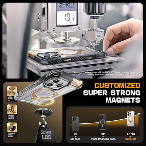 Image of SUPCASE for iPhone 16 Pro Case with Camera Control Capture Button (Unicorn Beetle Grip), [Compatible with MagSafe] Heavy Duty Rugged Magnetic Stand Phone Case for iPhone 16 Pro 6.3'' 2024, Desert /Gold