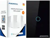 Interruptor Inteligente Wi-Fi Nova Digital 1 Botão Touch LITE-WS1 Smart Home Google Home Alexa Automação Residencial Preto