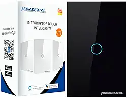 Interruptor Inteligente Wi-Fi Nova Digital 1 Botão Touch LITE-WS1 Smart Home Google Home Alexa Automação Residencial Preto