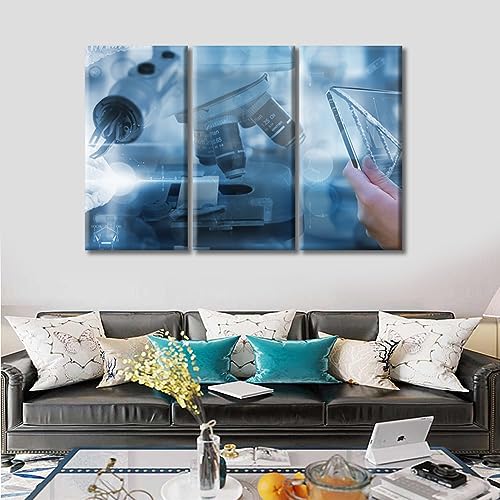 Image of TUMOVO Scientists and Scientific Experiments Artwork Home Decor Posters and Prints Medical Wall Art for Living Room 3 Pieces Medicine Concept Wall Decor Framed Ready to Hang (42 inch Wx28 H)