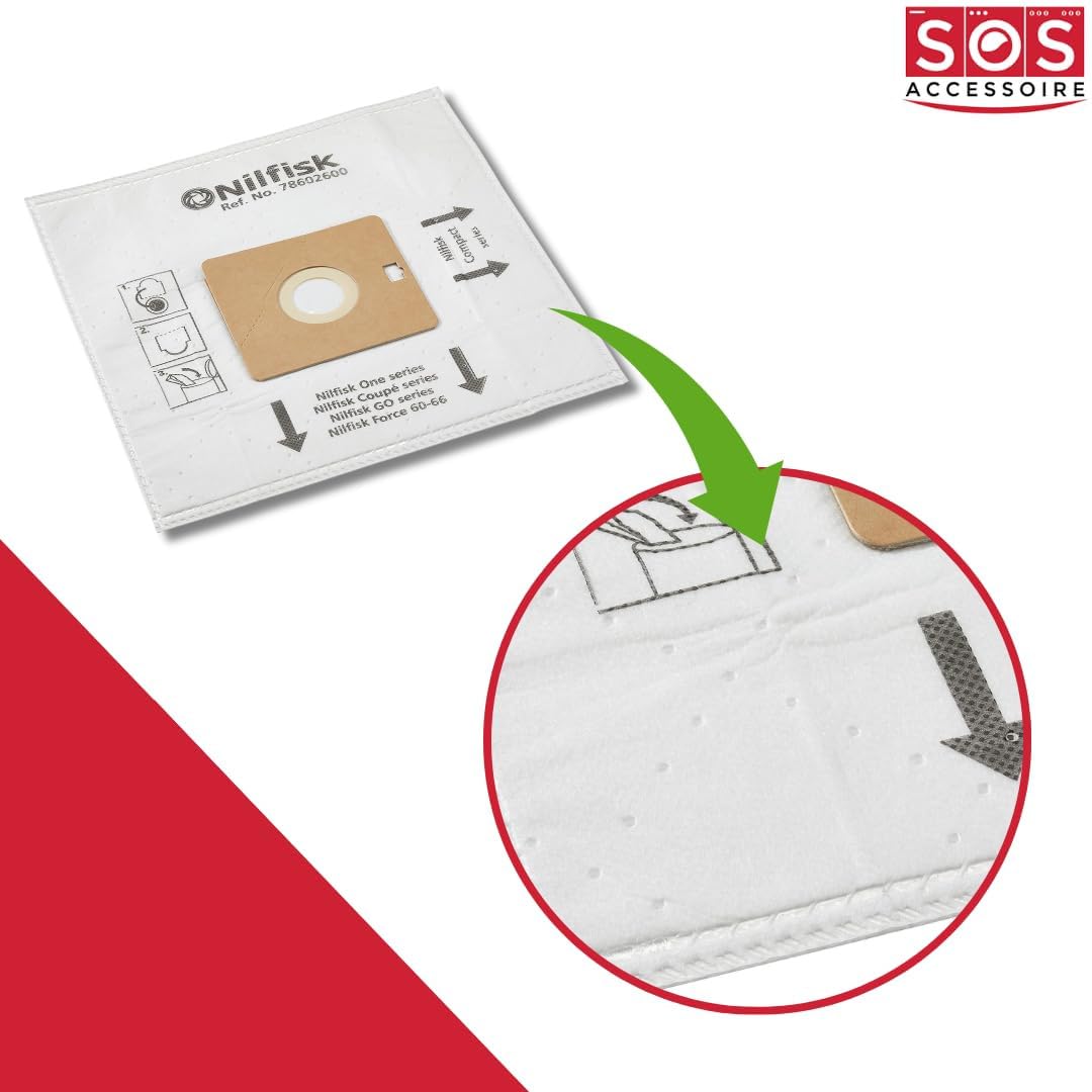 SOS - Juego de 8 cajas de 5 bolsas con 1 filtro para aspiradora NILFISK 78602600, 22422400