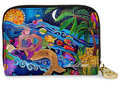 Laurel Burch RFID Secure Armored Zipper Wallet (Sea Goddess)