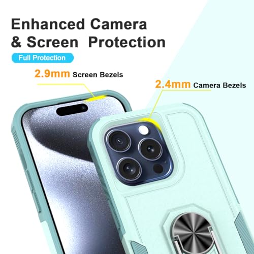 Coque iPhone 15 Pro robuste avec anneau support béquille et verre trempé