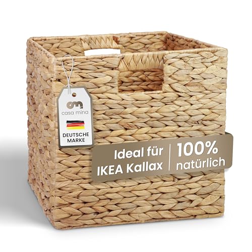 Casa Mina® Aufbewahrungskorb geflochten ideal fu r alle Regale I Nachhaltiger Seegras Korb geflochten aus Naturmaterial I Flechtkorb mit Griffen I Pflegeleichter, modern geflochtener Korb 31x31x31cm
