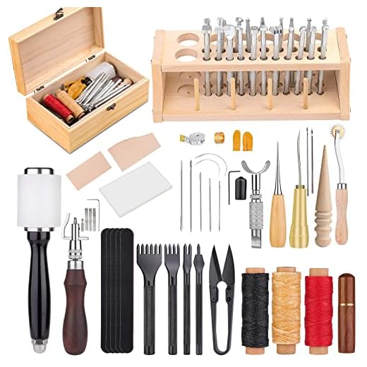 UOOU Leathercraft Hand Tools Kit with Instructions,Leathercraft Working Tools,Stamping Set,Prong Punch,Hand Sewing Stitching, for DIY Leather Working and Saddle Making