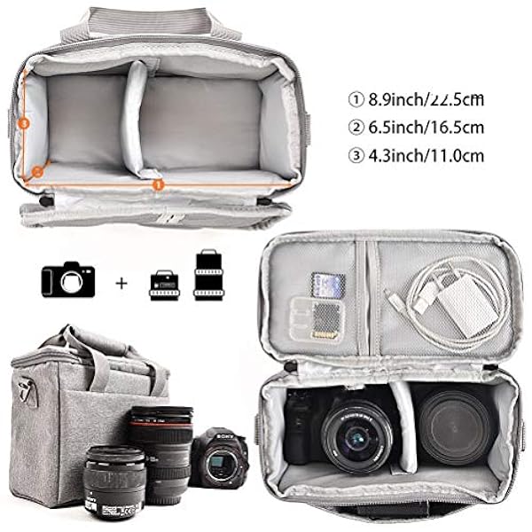 JHDFH Cameratas Schouder Waterdichte Tas Videocamera-tas Fototas Voor DSLR-cameralens (Color : Grey)