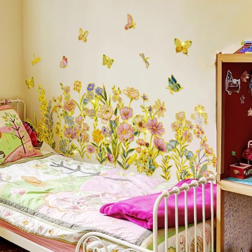 Vinilo decorativo con mariposas y flores doradas miniatura 3