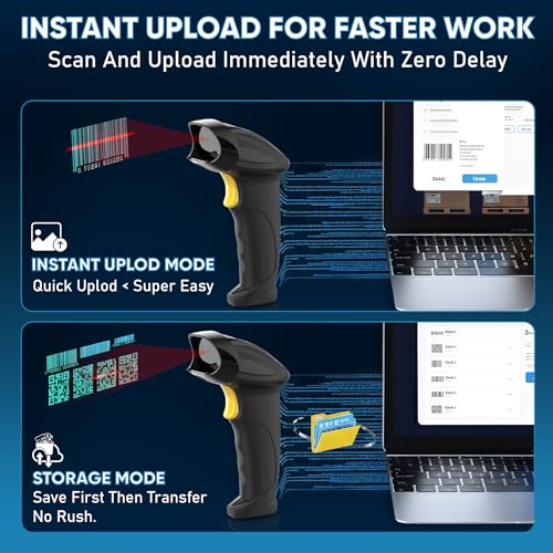 Image of Brontix X2-Cordless 2D & 1D Super Fast Barcode Scanner Wireless & Wired 2.4GHz | QR Code Scanner Rechargeable | USB Handheld Barcode Reader with Induction Scanning, Built-in Light, ABS Body |