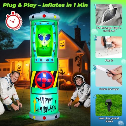 Aufblasbare Halloween-Alien-Raumkapsel mit LEDs, 2,4 m – Bild 5